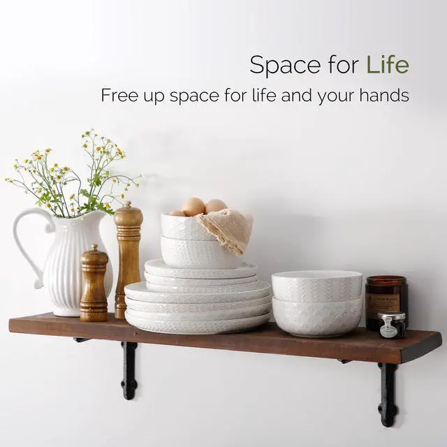 Alt view image 7 of 7 - Stoneware Dinnerware Sets Service for 4, 12 pcs Reactive Glaze Plates and Bowls Sets, Embossed Boho Ceramic Dish Set, Highly Chip and Crack Resistant Farmhouse Plate Set, Ivory White