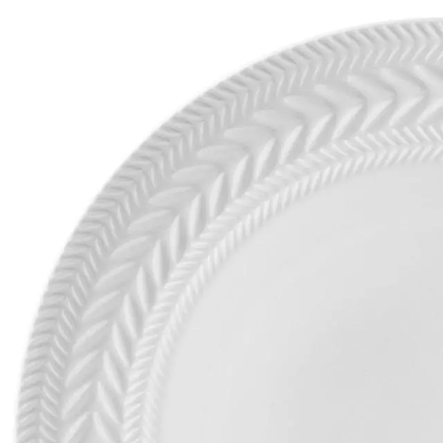 Alt view image 3 of 7 - Josephine 24-Piece Dinnerware Set, Porcelain Dish Set with Embossed Basket Weave Design, Service for 8, White Plates and Bowls Sets, Microwave and Dishwasher Safe