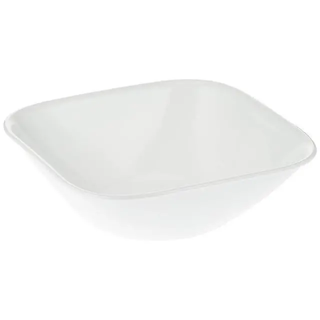 Alt view image 3 of 3 - Vitrelle 18-Piece Service for 6 Square Dinnerware Set Triple Layer Glass and Chip Resistant, Lightweight Square Plates and Bowls Set, Pure White
