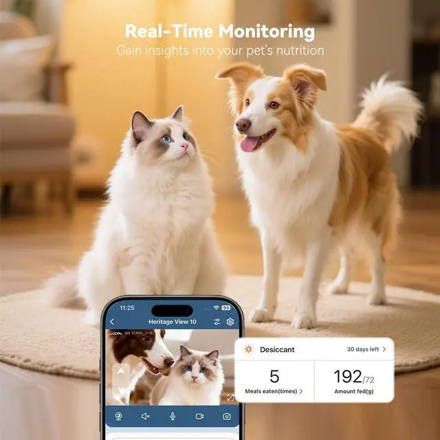 Alt view image 2 of 7 - Automatic Dog Feeder with Camera,1080P HD Video with Night Vision, 5GHz/2.4GHz Dog Food Dispenser with App Control, 4GB SD Card, 2-Way Audio for Cats & Dogs