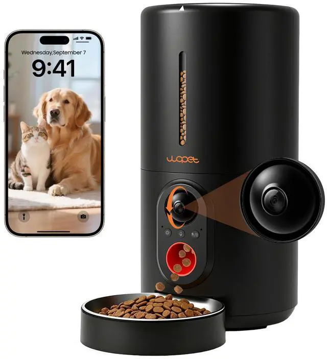 Main image of Automatic Dog Feeder with Camera,1080P HD Video with Night Vision, 5GHz/2.4GHz Dog Food Dispenser with App Control, 4GB SD Card, 2-Way Audio for Cats & Dogs