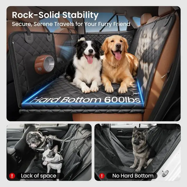 Alt view image 2 of 7 - 2.0 Hard Bottom Back Seat Cover for Large Dogs, L, Black
