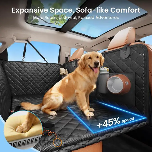 Alt view image 3 of 7 - 2.0 Hard Bottom Back Seat Cover for Large Dogs, L, Black