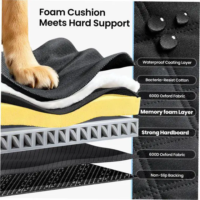 Alt view image 5 of 7 - 2.0 Hard Bottom Back Seat Cover for Large Dogs, L, Black