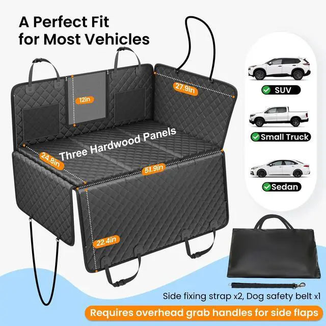 Alt view image 6 of 7 - 2.0 Hard Bottom Back Seat Cover for Large Dogs, L, Black