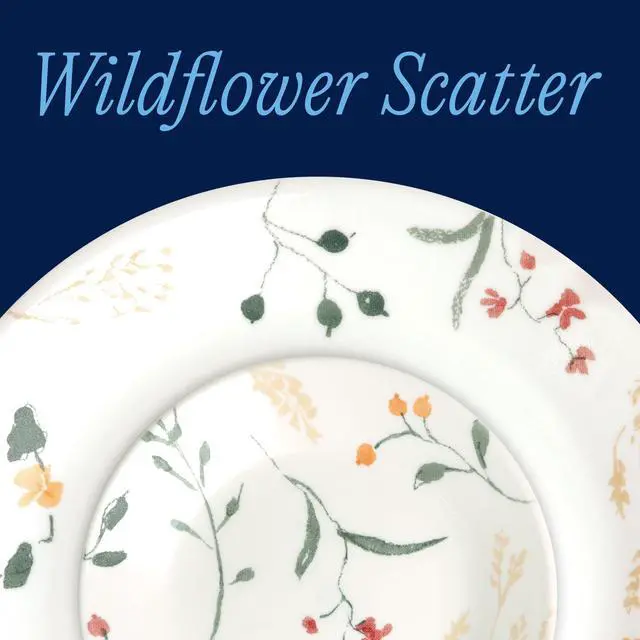 Alt view image 2 of 7 - Vitrelle 18 Piece Glass Dinnerware Sets Service for 6, Triple Layer Chip & Crack Resistant Glass Plate and Bowl Sets, Wildflower