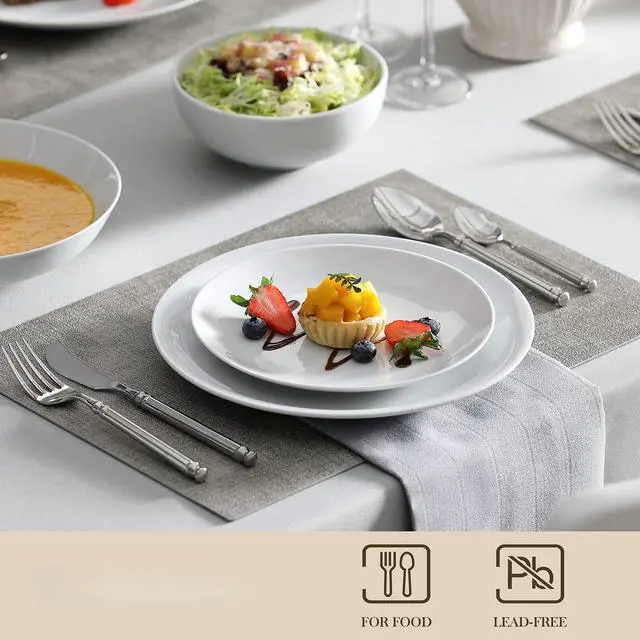 Alt view image 3 of 7 - 24-Piece Porcelain Dinnerware Set, White Round Dish Set for 6
