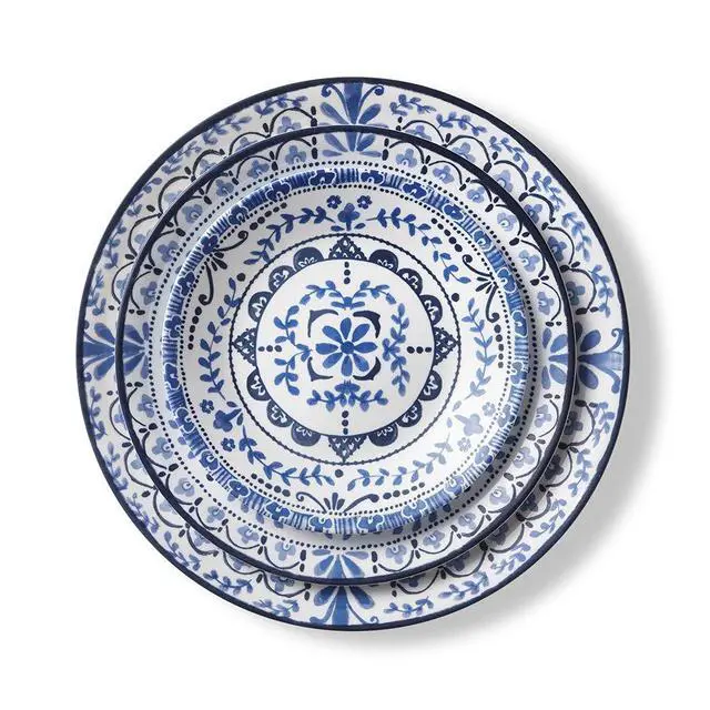 Alt view image 3 of 5 - Vitrelle 18-Piece Service for 6 Dinnerware Set, Triple Layer Glass and Chip Resistant, Lightweight Round Plates and Bowls Set, Portofino