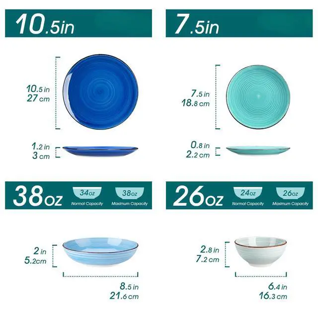 Alt view image 2 of 7 - Bonita Stoneware Dinnerware Sets, 24 Pieces Dishes Set for 6