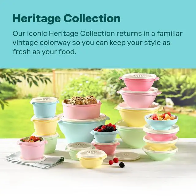 Alt view image 2 of 7 - Heritage 36-Piece Vintage Pastel Set (18 Containers + 18 Lids)
