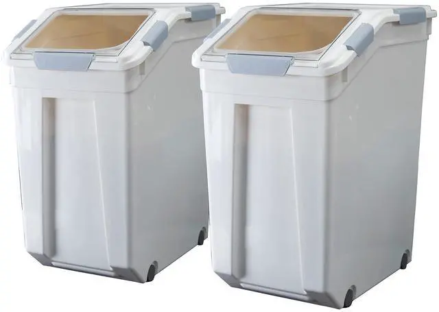 Main image of 33 Liter / 50 lbs Rice Storage Container with Measuring Cup, BPA free, For Rice | Grain | Pet Food | Flour, 2 count, White