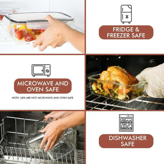 Alt view image 4 of 7 - 35 Pc Set Glass Food Storage Containers with Lids - Meal Prep Airtight Bento Boxes BPA-Free 100% Leak Proof (15 lids,15 glass & 5 Plastic Sauce/Dip Containers)