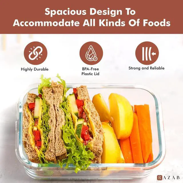 Alt view image 5 of 7 - 35 Pc Set Glass Food Storage Containers with Lids - Meal Prep Airtight Bento Boxes BPA-Free 100% Leak Proof (15 lids,15 glass & 5 Plastic Sauce/Dip Containers)