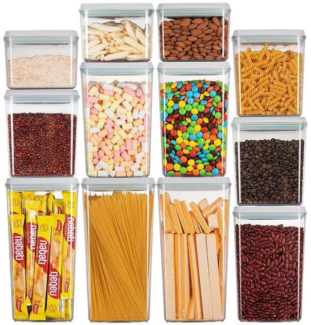 Main image of Pop Airtight Food Storage Containers with Lids for Kitchen Pantry Organizing Stackable Container for Cereal Snack Flour Sugar Coffee Spaghetti -12 Pcs(1.2, 2.0, 2.7, 3.3qt)*3