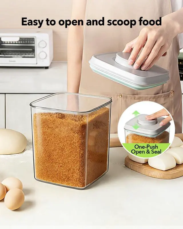 Alt view image 2 of 6 - Food Storage Container Sets, 2.8 Qt *2+ 4.2 Qt *4 Airtight Canisters with Lids and 130ml Scoop, BPA-Free Plastic Pantry Containers for Flour, Sugar, Rice