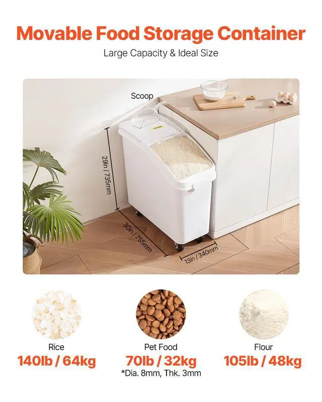 Alt view image 2 of 7 - 21 Gallon Ingredient Bin with Scoop 400 Cup Ingredient Bin with Sliding Lid Commercial Food Storage for Kitchen