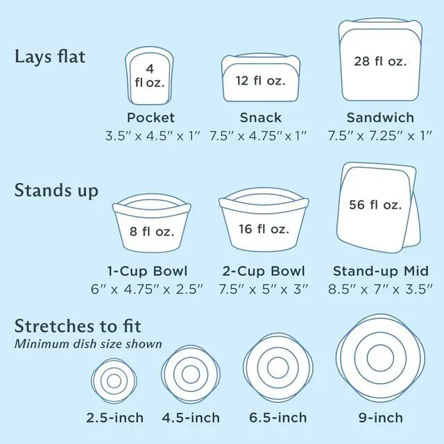 Alt view image 5 of 7 - Reusable Silicone Bags and Stretch Lids, 10-Pack Starter Kit, Clear