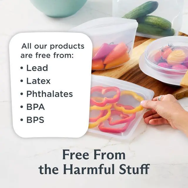Alt view image 6 of 7 - Reusable Silicone Bags and Stretch Lids, 10-Pack Starter Kit, Clear
