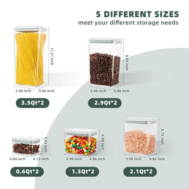 Alt view image 3 of 7 - Airtight Food Storage Containers, 10-Piece, 5 Sizes, Pop-Top Lids