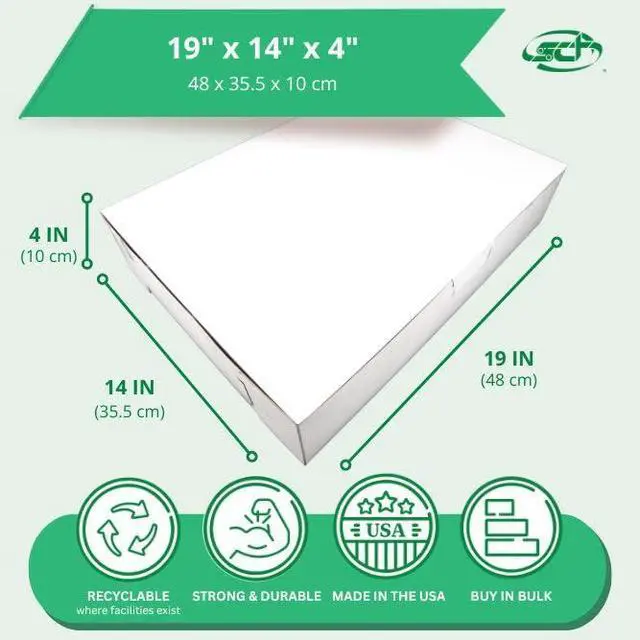 Alt view image 2 of 4 - 1029 Premium Clay Coated Kraft Paperboard White Non-Window Sheet Cake and Utility Box, 19" Length x 14" Width x 4" Height, 1/2 Sheet (Case of 50)