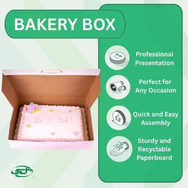 Alt view image 3 of 4 - 1029 Premium Clay Coated Kraft Paperboard White Non-Window Sheet Cake and Utility Box, 19" Length x 14" Width x 4" Height, 1/2 Sheet (Case of 50)