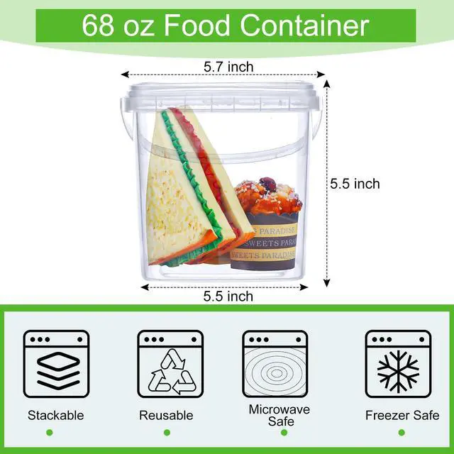 Alt view image 2 of 7 - 75 Pack 68 Oz Square Deli Containers with Lids Food Storage