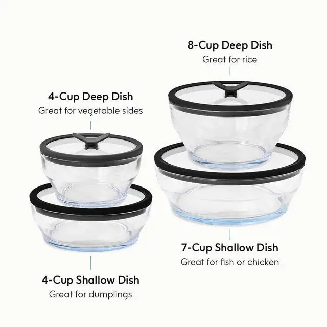 Alt view image 2 of 6 - 8-Pc Microwave Cookware & Food Storage Set (Clear Black Sesame)