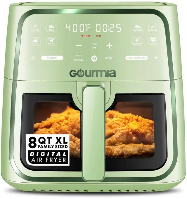 Main image of 8 Qt Air Fryer, 8 Presets with Digital Display, FryForce 360° Technology, Easy View Window & Interior Light, Dishwasher Safe Basket, Green