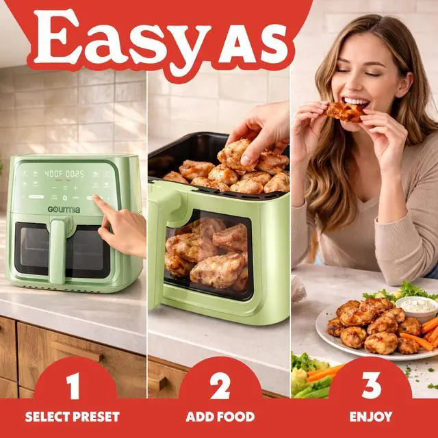 Alt view image 7 of 7 - 8 Qt Air Fryer, 8 Presets with Digital Display, FryForce 360° Technology, Easy View Window & Interior Light, Dishwasher Safe Basket, Green