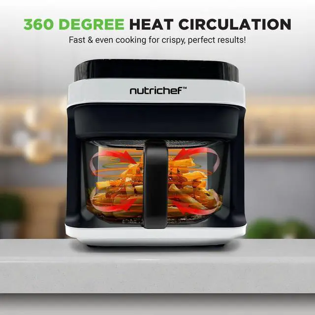 Alt view image 4 of 6 - 5.8 Quart Air Fryer | 8-in-1 Preset Cook Modes| Transparent Fry Bowl for Best Cooking Results | Cook Shrimp, Steak, Fries, Wings, Chicken & More | Precise Temperature Control & Time | White