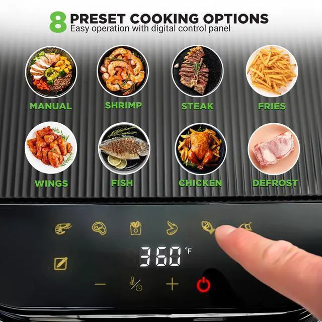 Alt view image 5 of 6 - 5.8 Quart Air Fryer | 8-in-1 Preset Cook Modes| Transparent Fry Bowl for Best Cooking Results | Cook Shrimp, Steak, Fries, Wings, Chicken & More | Precise Temperature Control & Time | White