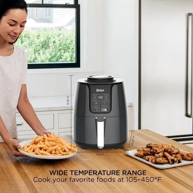 Alt view image 5 of 7 - Air Fryer, 4 Qt Capacity, 4-in-1 Crisp, Roast, Reheat, and Dehydrate, Dishwasher Safe Parts, 105°F-400°F, 1550 Watt, Grey, AF101 | Crisps, roasts, reheats, dehydrates, 1550W, High-gloss finish