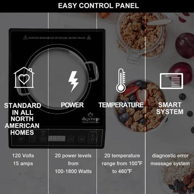 Alt view image 7 of 7 - 1800W Portable Induction Cooktop Countertop Burner, Black 9100MC | BT-M20B