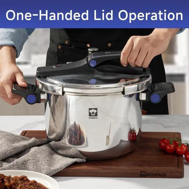 Alt view image 4 of 6 - 8QT Stainless Steel Pressure Cooker, Olla de presion, Cooking Pressure Cooker, Compatible with Induction and Gas Stovetops, Dishwasher Safe, One-Hand Opening Design