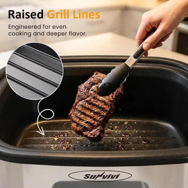 Alt view image 5 of 7 - 12-in-1 Programmable Slow Cooker 6.5QT with Timer & Keep Warm | Multicooker with Timer & Temp Control, Dishwasher Safe Lid & Removable Nonstick Crock and Rack, Stainless Steel