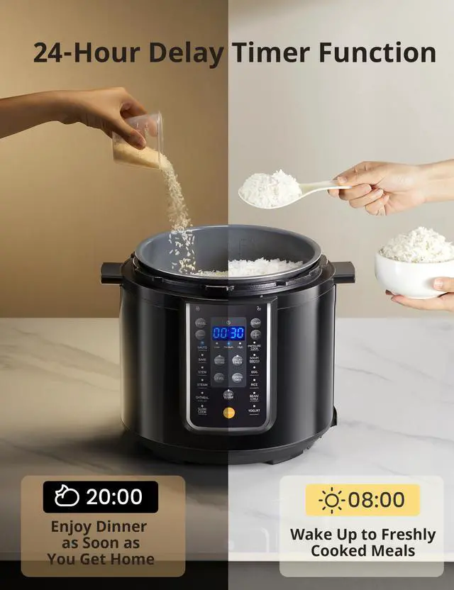 Alt view image 4 of 7 - 12-in-1 Electric Pressure Cooker, 6 Quarts, Nonstick Pot