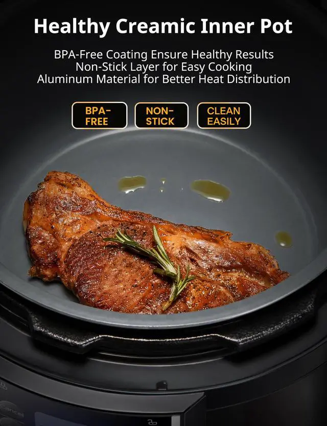 Alt view image 5 of 7 - 12-in-1 Electric Pressure Cooker, 6 Quarts, Nonstick Pot
