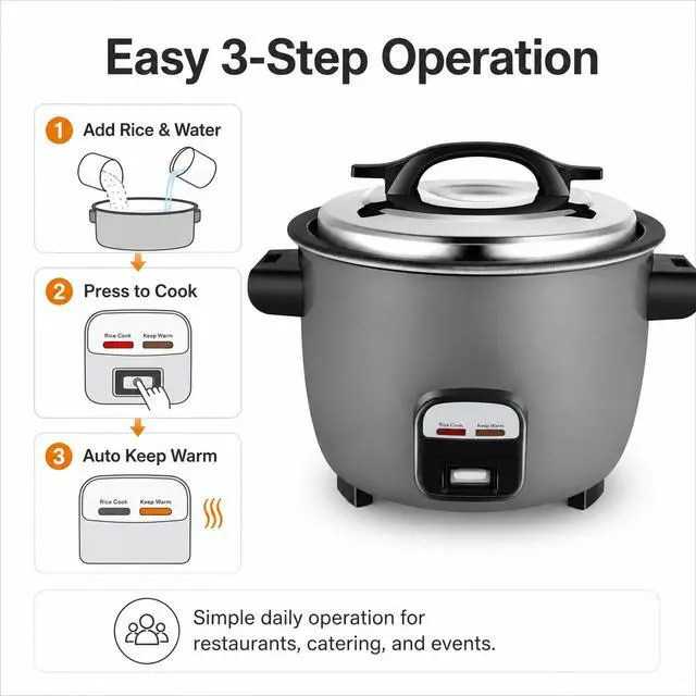 Alt view image 3 of 7 - 40 Cups Commercial Rice Cooker/Warmer | Large Capacity Rice Cooker is built to last through constant rigorous use.