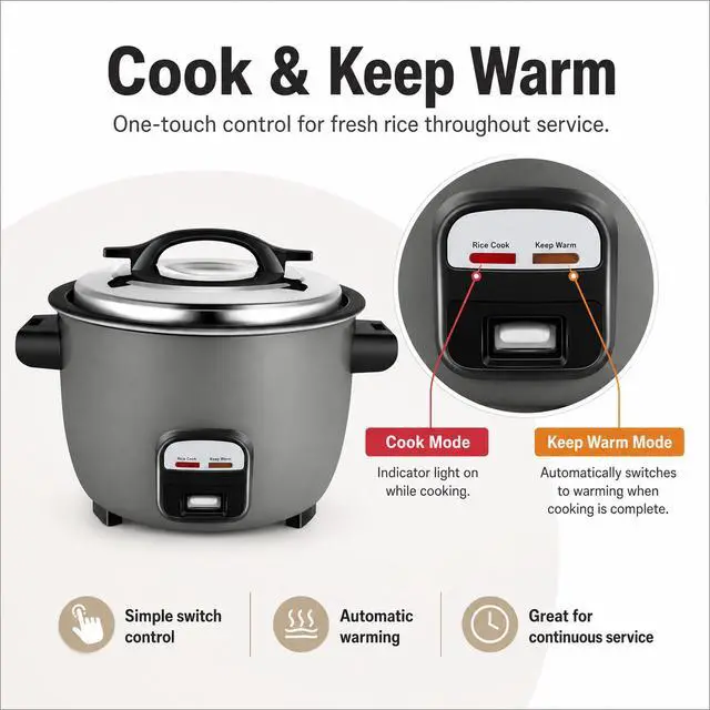 Alt view image 5 of 7 - 40 Cups Commercial Rice Cooker/Warmer | Large Capacity Rice Cooker is built to last through constant rigorous use.