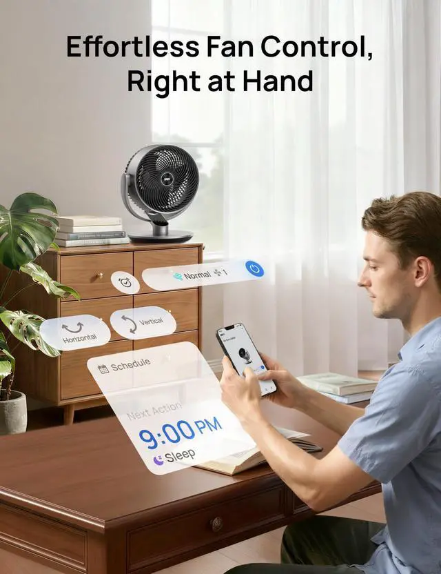 Alt view image 5 of 7 - 16 Inch 20dB Quiet Smart Fans for Bedroom, DC Room Fan with Remote, 120°+120° Oscillating Fan, 6 Modes, 9 Speeds, 12H Timer,Works Alexa/Google/WiFi/Voice Control, Silver, Oversize (DR-HAF004S)