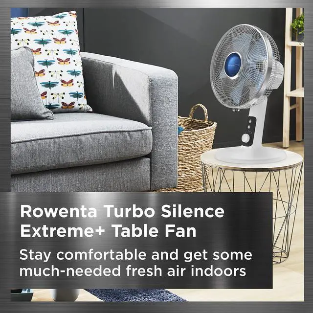 Alt view image 2 of 7 - , Desk Fan, Turbo Silence Table Fan, 12 Inches, Ultra Quiet Fan for Bedroom, Oscillating, Portable, 4 Speeds, Manual Turn Dial, White, Indoor, VU2730