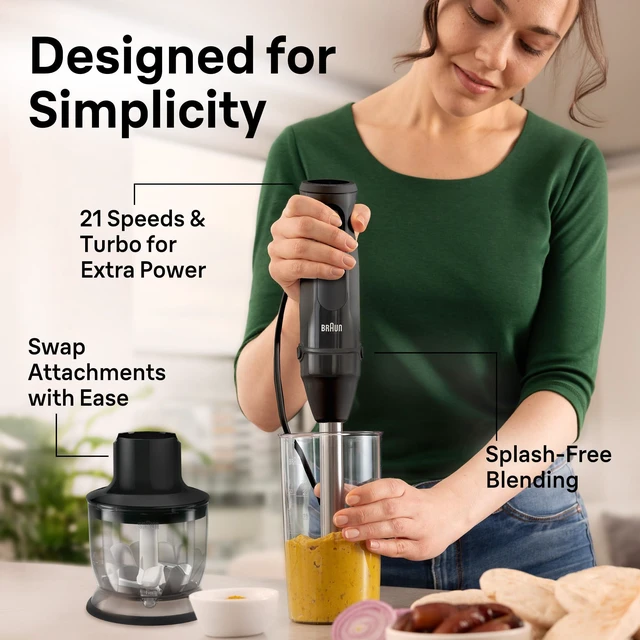 Alt view image 3 of 7 - MultiQuick Vario 5 Hand Blender, 21-Speed, Turbo Boost, 500W | #1 Hand Blender Brand. SplashControl Technology, EasyClick, Chopper, Whisk, Masher, Ergonomic Handle, Signle Hand Operation