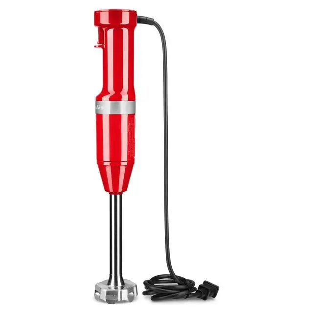Alt view image 2 of 4 - Variable Speed Corded Hand Blender with Attachments, KHBV83 | Includes Blending Pitcher, Whisk, And Chopper Attachments, Removable 8" Blending Arm, Variable Speed Trigger, Empire Red