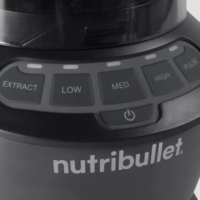 Alt view image 5 of 7 - Full-Size Blender Combo, Single-Serve & Large Capacity, 1200W, 64oz Pitcher, 32oz Cup, Extractor Blade, 3-Speed, Pulse, Smoothies, Soups, Sauces, Easy Cleaning, Dark Gray, NBF50500