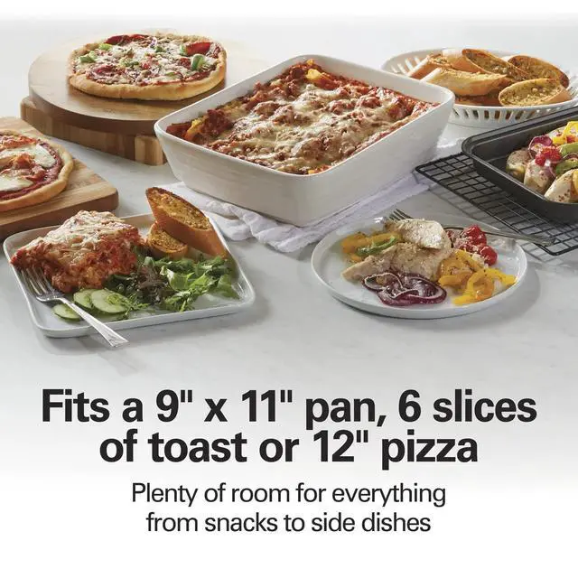 Alt view image 3 of 7 - Easy Reach 6 Slice Countertop Toaster Oven | Roll-Top Door For Easy Access | Bake, Broil & Toast Functions | 150 to 450ºF Adjustable Temp | Auto Shutoff | Silver