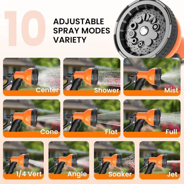 Alt view image 2 of 7 - Retractable Garden Hose Reel, 1/2 in x 100 ft Wall Mounted Hose Reel | Anti-freeze 10-Function Sprayer Nozzle Any Length Lock Slow Return System 180°Swivel Bracke for Large Yard Lawn Car Washing