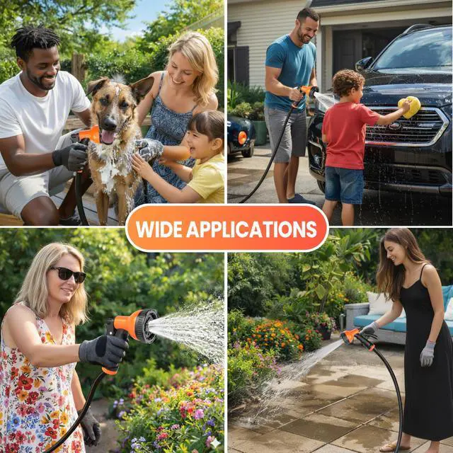 Alt view image 5 of 7 - Retractable Garden Hose Reel, 1/2 in x 100 ft Wall Mounted Hose Reel | Anti-freeze 10-Function Sprayer Nozzle Any Length Lock Slow Return System 180°Swivel Bracke for Large Yard Lawn Car Washing
