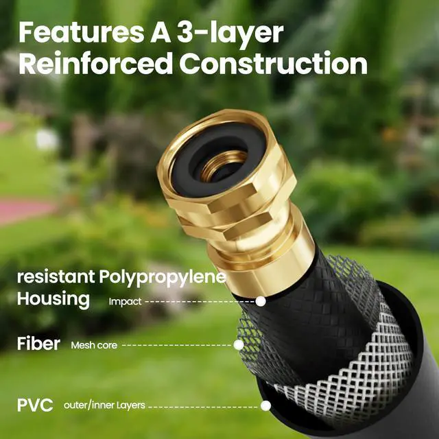 Alt view image 6 of 7 - Retractable Garden Hose Reel, 1/2 in x 100 ft Wall Mounted Hose Reel | Anti-freeze 10-Function Sprayer Nozzle Any Length Lock Slow Return System 180°Swivel Bracke for Large Yard Lawn Car Washing