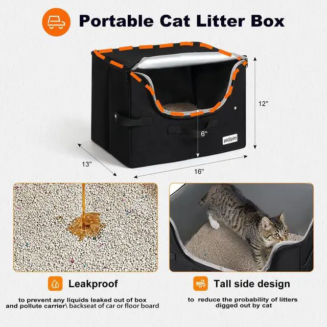 Alt view image 4 of 7 - 25x17x17 Extra Large Expandable car cat Carrier with a Litter Box | Travel Crate for 1 Large /2 Medium Cats up to 35 lbs,Leakproof Portable Long Road Trip cage with zipper lock,good Visibility