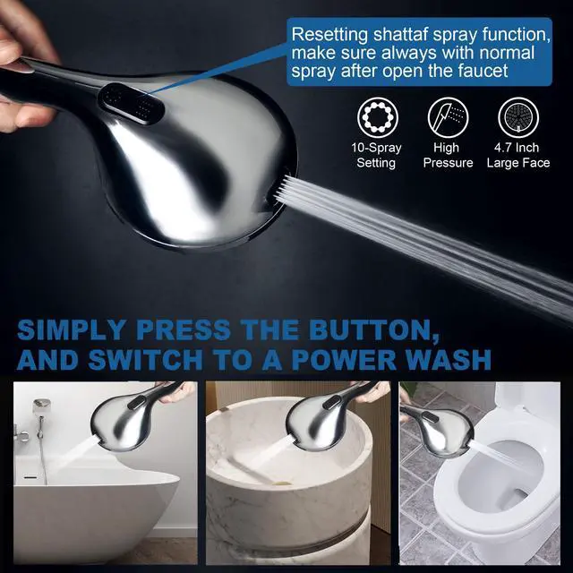 Alt view image 6 of 7 - 7.5" Rotatable Dual Shower Head with Handheld Combo, Kids Friendly Low 3-Way Diverter, Adjustable Slide Bar for Whole Family Use, Enjoy High Pressure Rainfall Spa Shower, Polished Chrome Finish